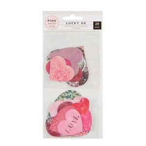 PINK PAISLEE 20 Pc Lucky Us Ephemera Diecut Paper Hearts Crafting NWT Love ❤️